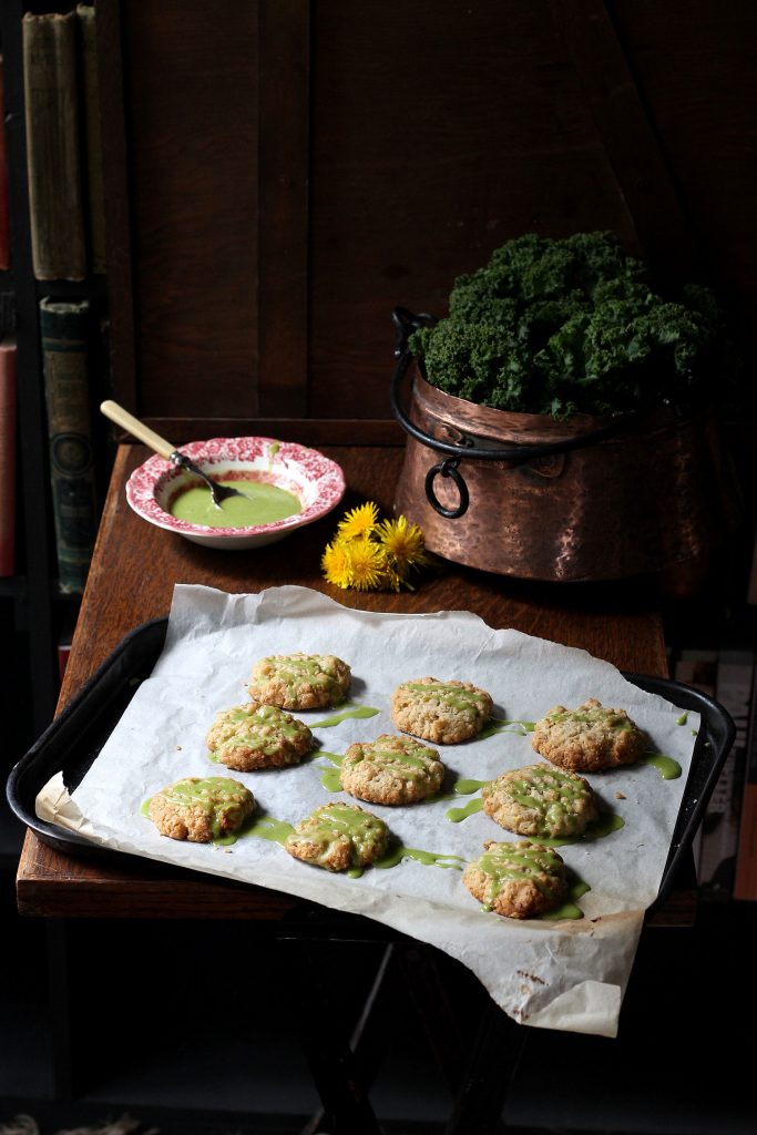 Dandelion Petal and Lemon Cookies with Kale Lemon Drizzle | 16 Amazing Dandelion Recipes To Make From Your Pulled Weeds